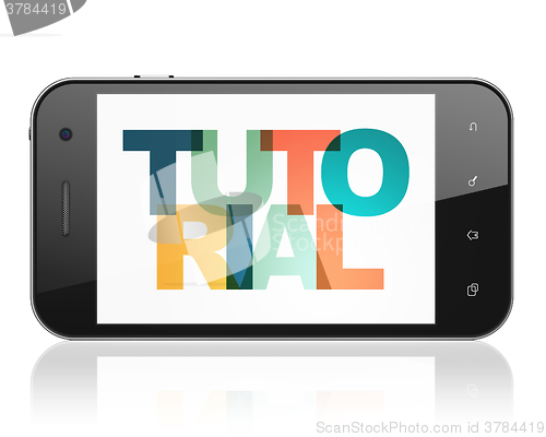 Image of Education concept: Smartphone with Tutorial on  display