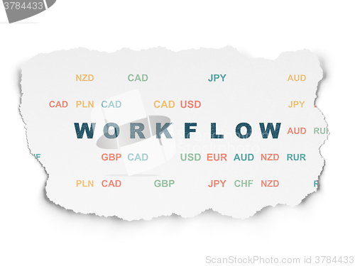 Image of Business concept: Workflow on Torn Paper background