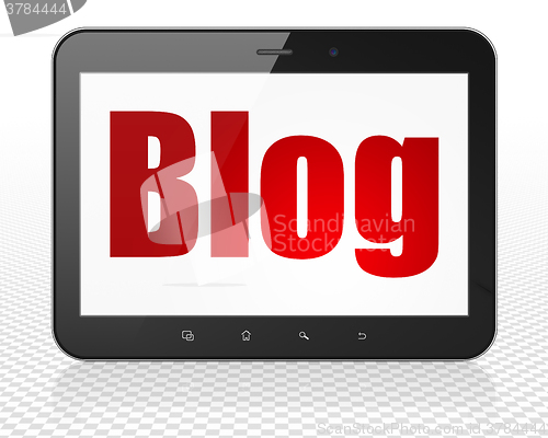 Image of Web design concept: Tablet Pc Computer with Blog on display