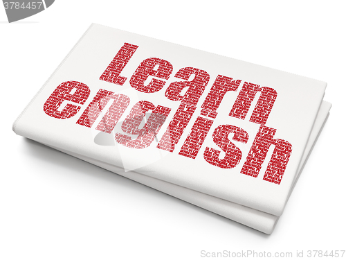 Image of Learning concept: Learn English on Blank Newspaper background