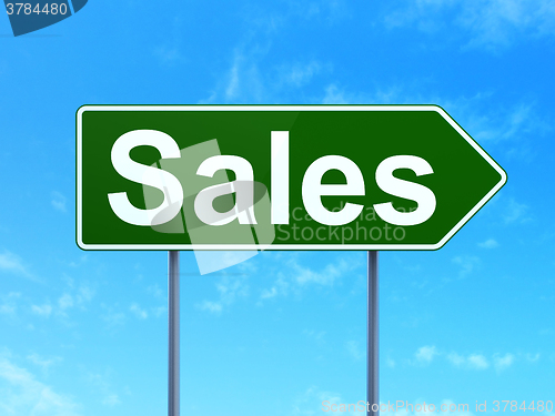 Image of Marketing concept: Sales on road sign background