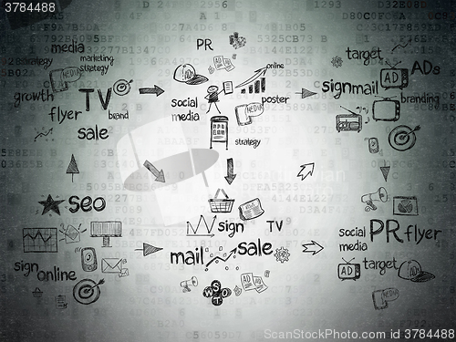 Image of Digital background: Digital Paper with  Hand Drawn Marketing Icons