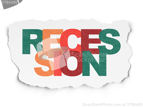 Image of Finance concept: Recession on Torn Paper background