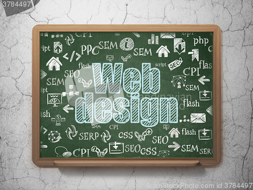 Image of Web development concept: Web Design on School Board background
