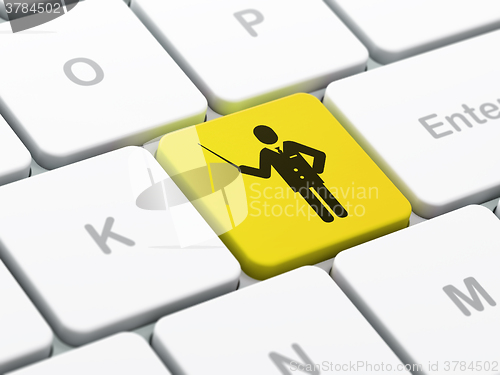 Image of Learning concept: Teacher on computer keyboard background