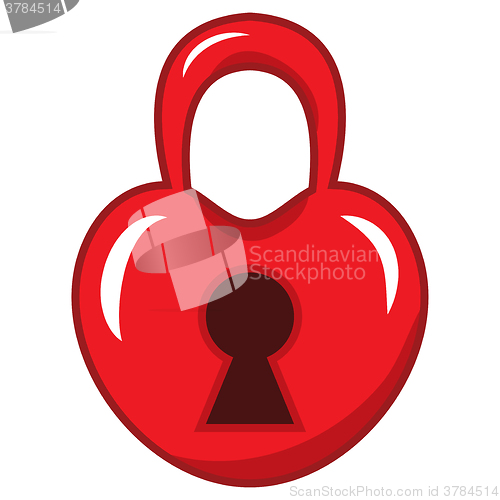 Image of padlock in the shape of a red heart. vector