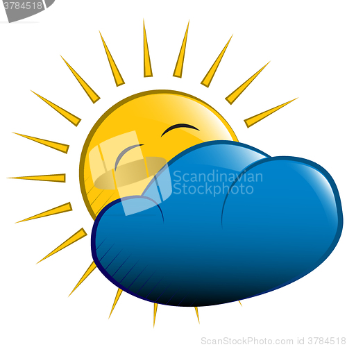 Image of vector illustration. sun behind a cloud