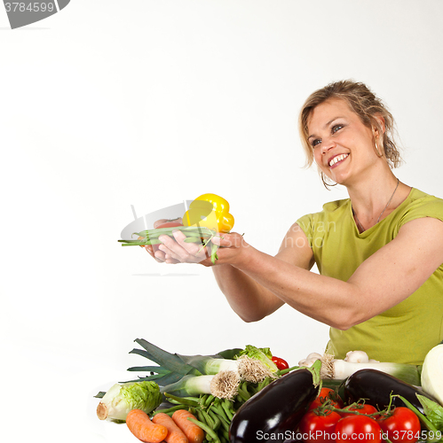 Image of Cute blond girl shot in studio