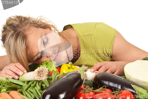 Image of Cute blond girl shot in studio