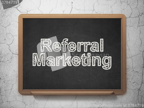 Image of Marketing concept: Referral Marketing on chalkboard background