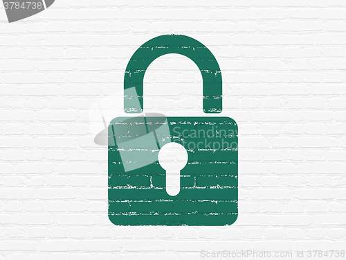 Image of Privacy concept: Closed Padlock on wall background