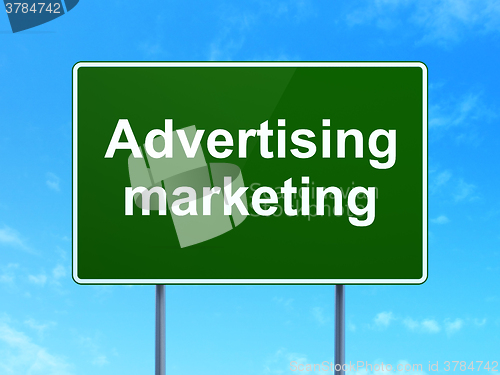 Image of Marketing concept: Advertising Marketing on road sign background