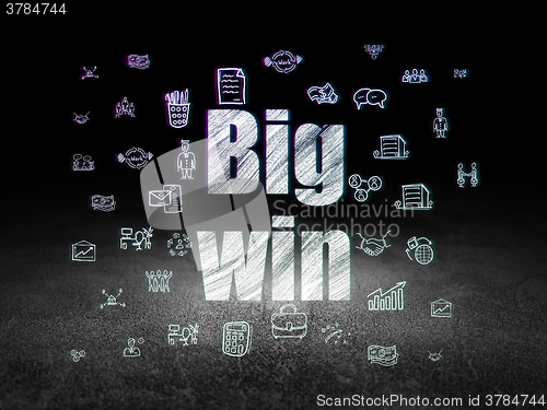 Image of Finance concept: Big Win in grunge dark room