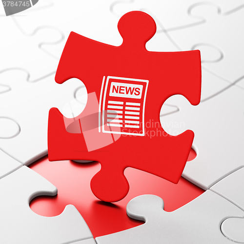Image of News concept: Newspaper on puzzle background