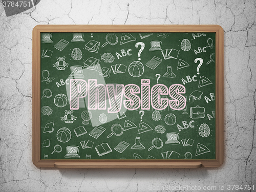 Image of Education concept: Physics on School Board background