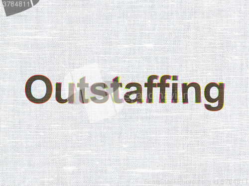 Image of Business concept: Outstaffing on fabric texture background