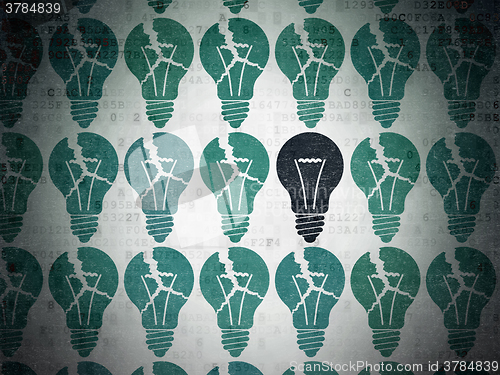 Image of Finance concept: light bulb icon on Digital Paper background