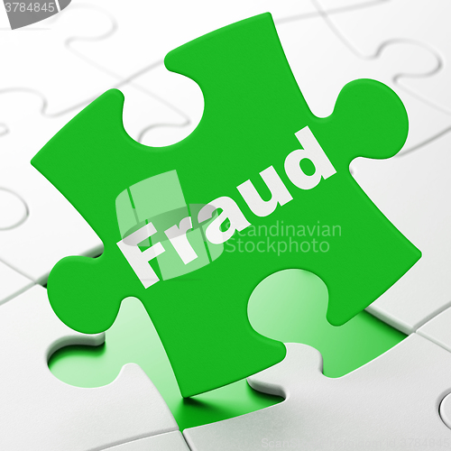 Image of Privacy concept: Fraud on puzzle background