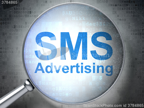 Image of Advertising concept: SMS Advertising with optical glass