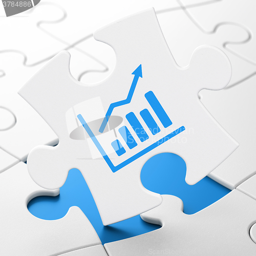 Image of News concept: Growth Graph on puzzle background