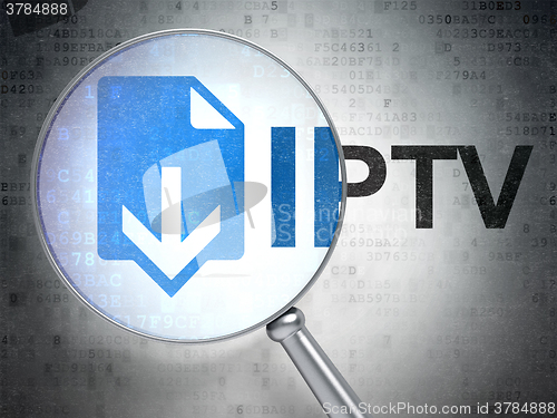 Image of Web development concept: Download and IPTV with optical glass
