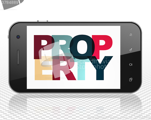 Image of Business concept: Smartphone with Property on  display