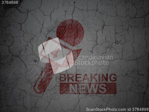 Image of News concept: Breaking News And Microphone on grunge wall background