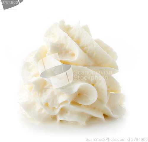 Image of whipped cream on white background