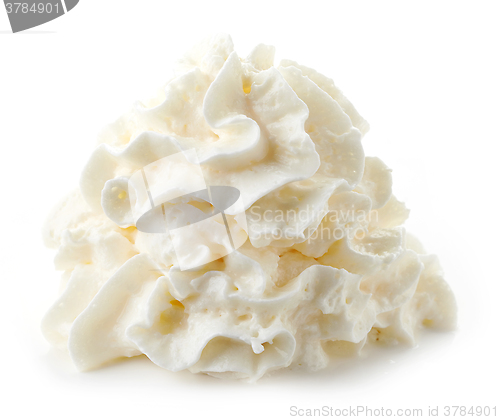 Image of whipped cream on white background