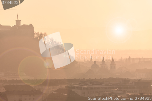 Image of Panorama of Ljubljana, Slovenia, Europe.