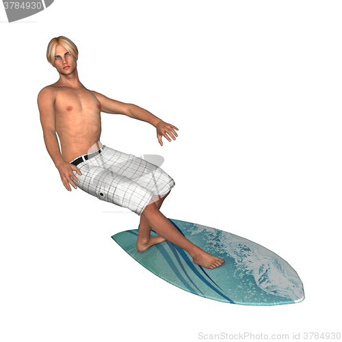Image of Male Surfer on White