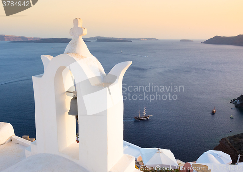 Image of Bell tower in Oia, Santorini island, Greece.