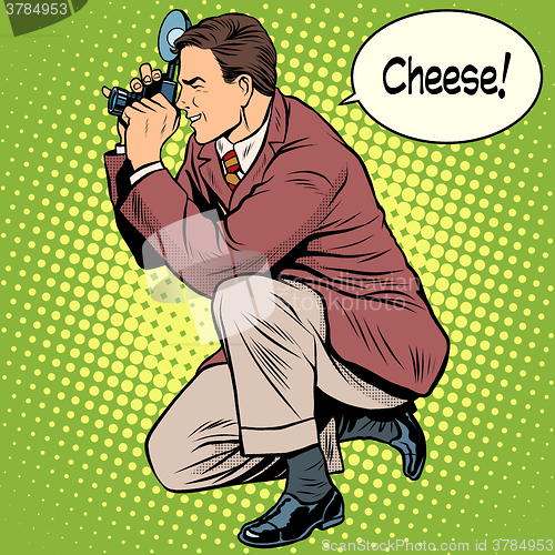 Image of Photographer photographing cheese smile