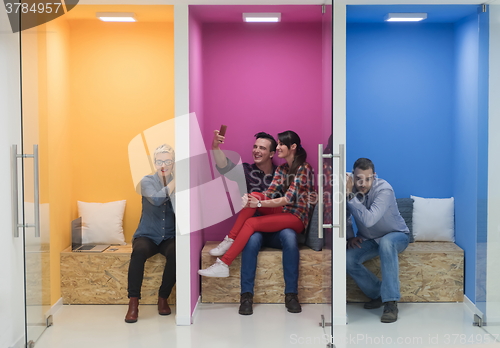 Image of group of business people in creative working  space