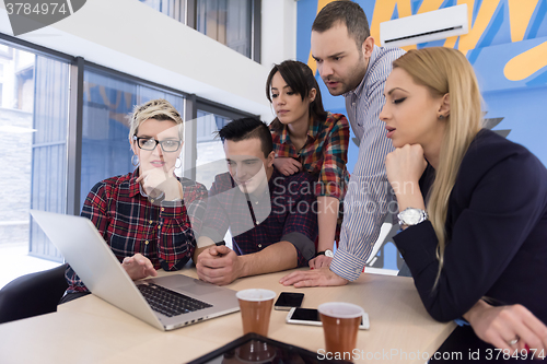 Image of startup business team on meeting at modern office