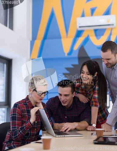 Image of startup business team on meeting at modern office