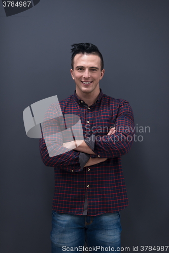 Image of portrait of young startup business man in plaid shirt