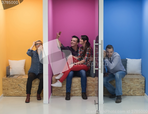 Image of group of business people in creative working  space