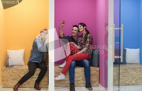 Image of group of business people in creative working  space