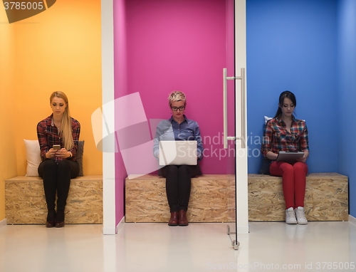 Image of group of business people in creative working  space