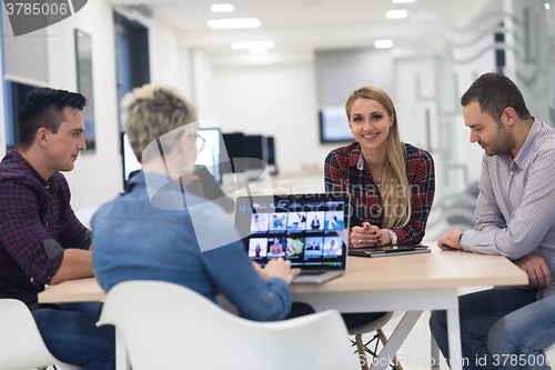 Image of startup business team on meeting at modern office