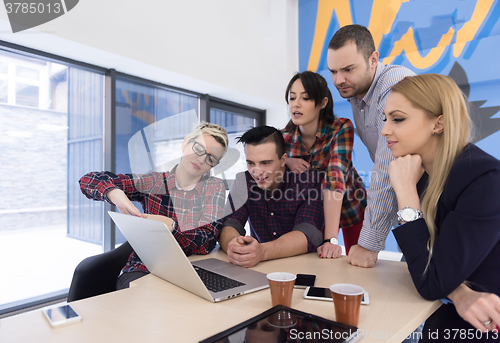 Image of startup business team on meeting at modern office