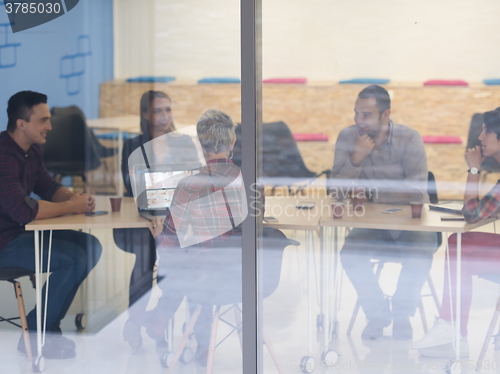 Image of startup business team on meeting at modern office