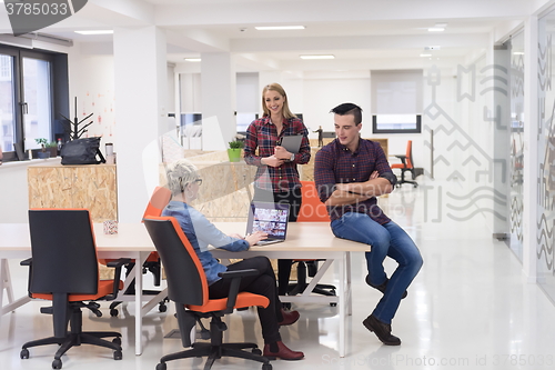 Image of business people group portrait at modern office