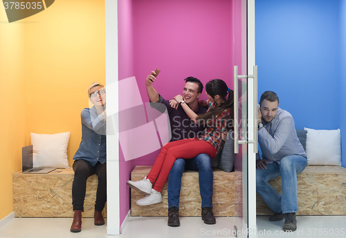 Image of group of business people in creative working  space