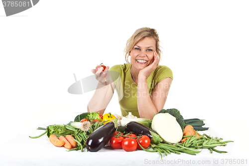 Image of Cute blond girl shot in studio