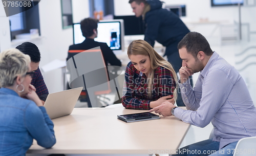 Image of startup business team on meeting at modern office