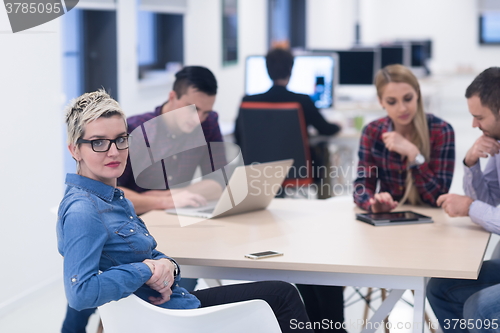 Image of startup business team on meeting at modern office