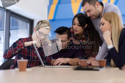 Image of startup business team on meeting at modern office