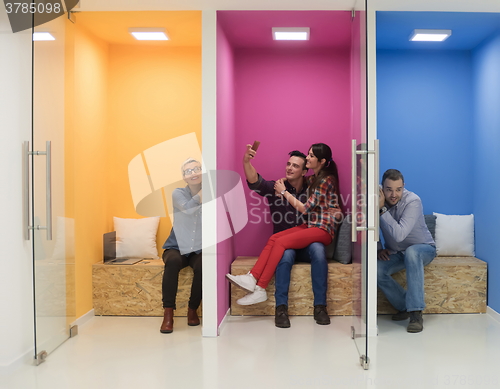 Image of group of business people in creative working  space